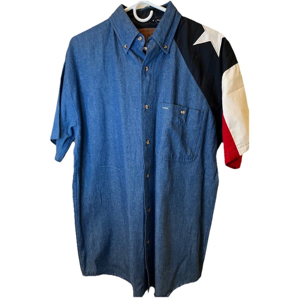 Men's Rock Point Texas Original Denim Button Down Short Sleeve Shirt - Size S